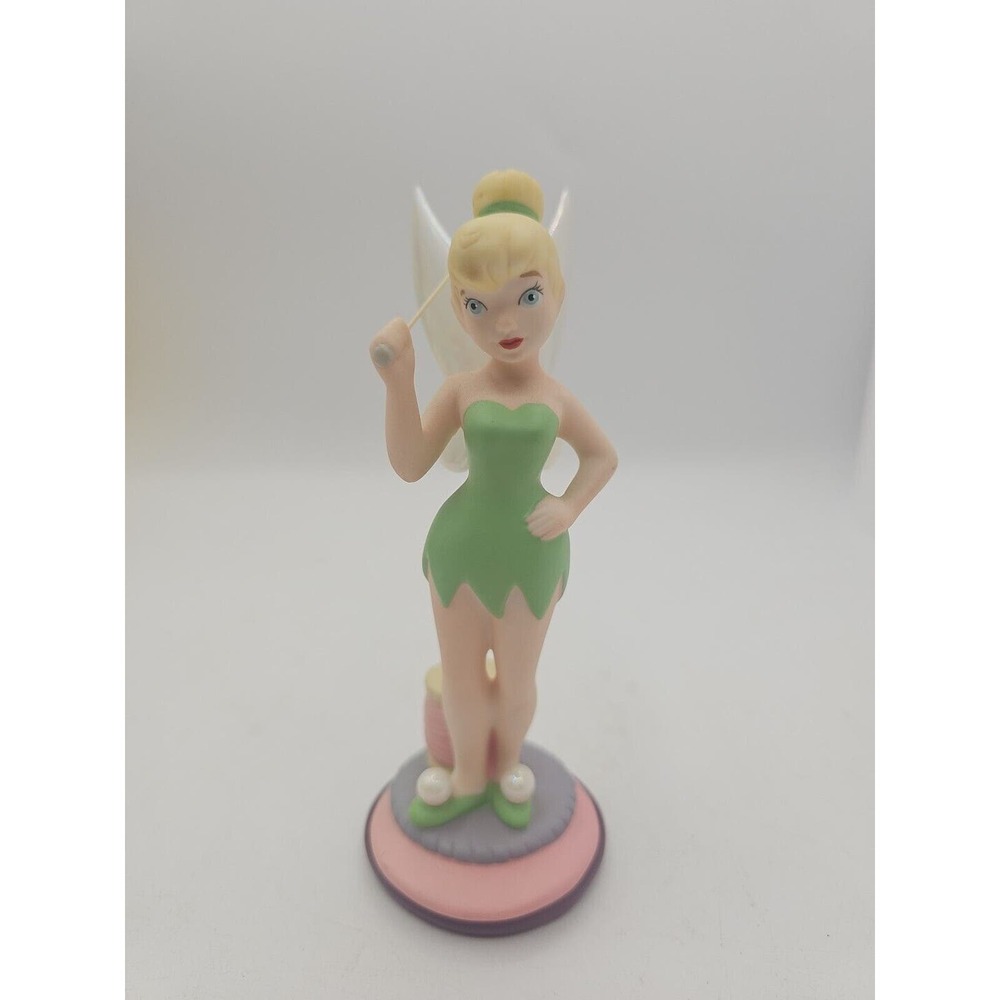 Vintage Tinker Bell 6" Ceramic Figurine with Thread & Sewing Needle